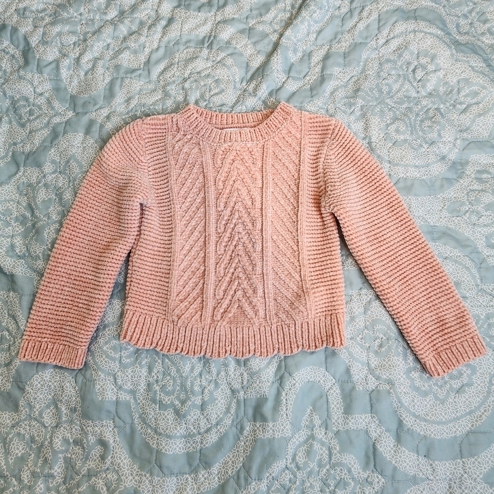 Tommy Bahama  Crew Neck Pale  Pink Velour Girls Sweater Size 3T
